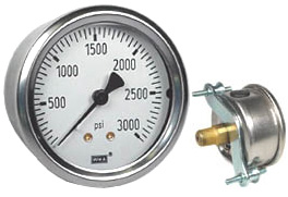 WIKA U-Clamp Panel Mount Pressure Gauge 2.5", 3000 PSI