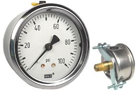 WIKA U-Clamp Panel Mount Pressure Gauge 2.5", 100 PSI