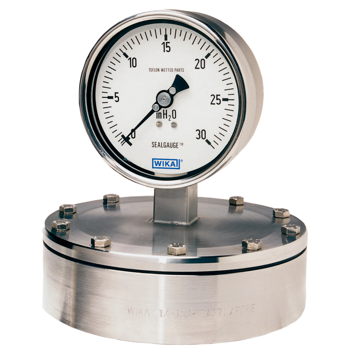 45x.30 Series 4" or 6" SS Diaphragm Pressure Gauge, High OVP Safe, Dry/Fillable, PTFE Wetted Parts, Solid Front Design