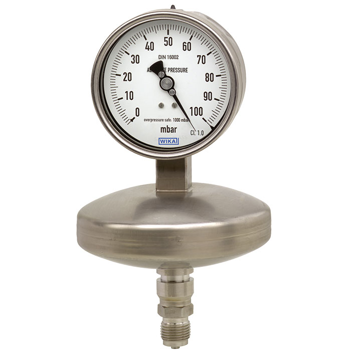 532.5x Series 4" or 6" SS Dry Absolute Diaphragm Pressure Gauge, SS Wetted Parts, Pressure Vent