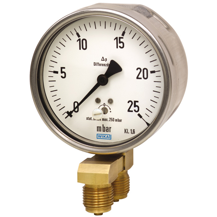 716.11 Series 4" or 6" SS Very Low Differential Pressure Gauge, Brass Wetted Parts