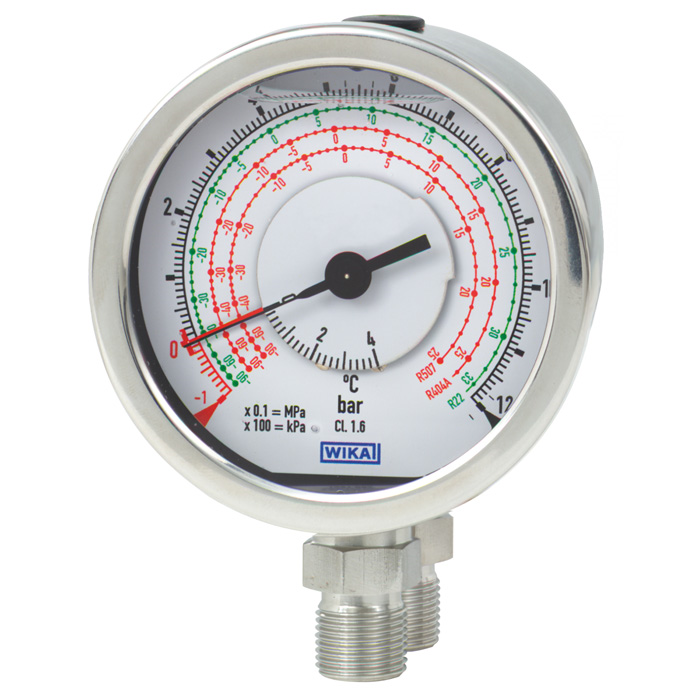 73x.18 Series 80 or 100 mm SS Differential Pressure Gauge for Refrigeration, SS Wetted Parts