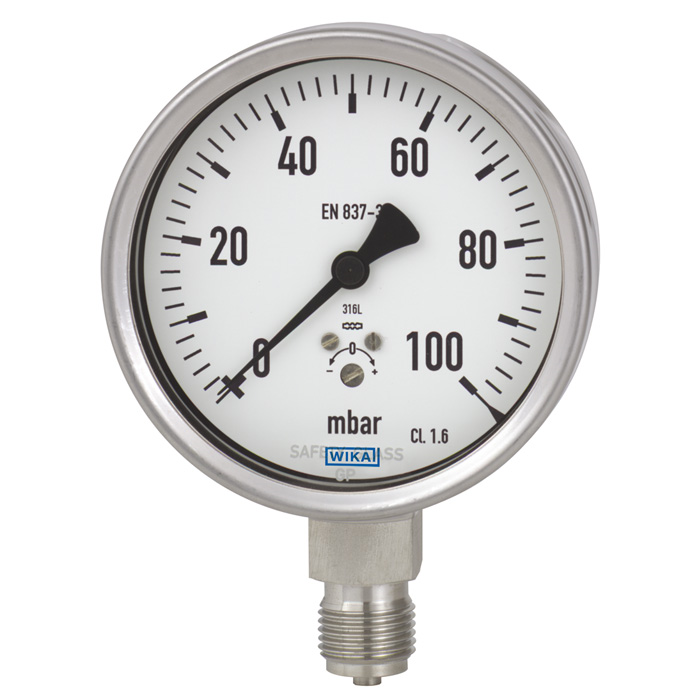 63x.50 Series 2.5" or 4" SS Low Pressure Capsule Gauge, Dry/Fillable, SS Wetted Parts