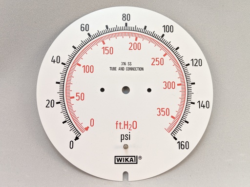 [D5200587] Dial Only, 160 PSI and 370 Feet of Water for 23X.34 Gauge