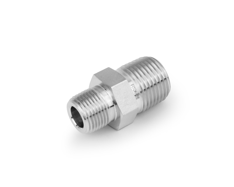 [SS-PHN-NS8-NS4] 316 SS, FITOK 6 Series Pipe Fitting, Hex Nipple, 1/2 Male NPT × 1/4 Male NPT