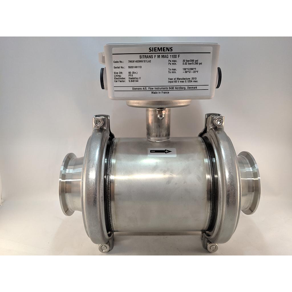 [7ME6140-3MK10-1AA2] SIEMENS MAG1100 FOOD FLOWMETER 3" TRI-CLAMP (NO TRANSMITTER)