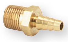 [A-339] Adapter, brass, 1/8" NPT to 3/16" rubber and 1/8" ID plastic tubing