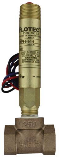 [V6EPB-B-S-6-B] Series V6 Flotect, Mini-Size Flow Switch, 1.5"NPT, Brass Body and Tee