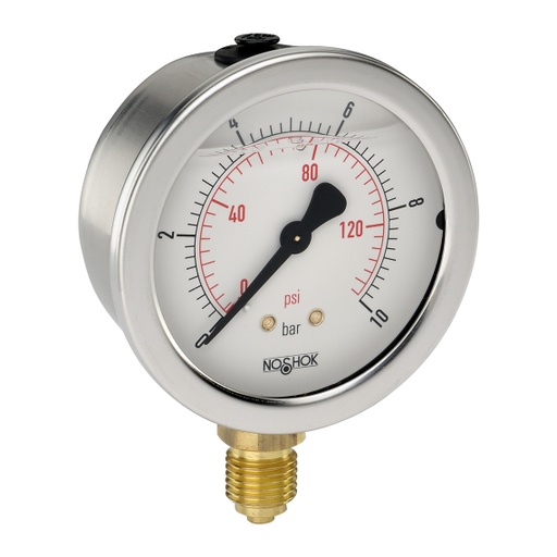 [25-901-6-bar/psi-G1/4-SL] 900 Series Liquid Filled Pressure Gauge, 0 bar to 6 bar, G1/4, 