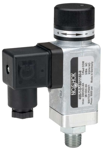 [400H-3-45-300/2900-8] 400 Series Heavy-Duty Mechanical High Pressure Switch, 300 to 2,900 psig, 7/16"-20 SAE Male, Non-Adjustable, SPDT, DIN EN 175301-803 Form A