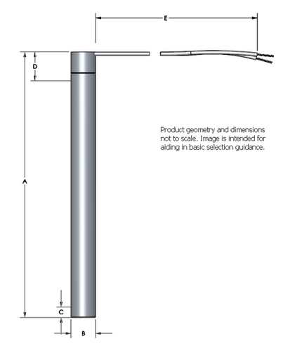 [2287-8818] Firerod Heater .746" dia, 7" length; 1000W 480VAC; 16" Lead