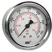 [4271246] 212.53 Series Dry Industrial Pressure Gauge, 4" Dial, 0 to 7500 psi (bar), 1/4 NPT Brass Back Mount, O2 Cleaned