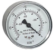 [9851852] 611.10 Series Dry Capsule Pressure Gauge, 2.5" Dial, -30 to 0 in.WC (mm.WC), 1/4 NPT Brass Center Back Mount