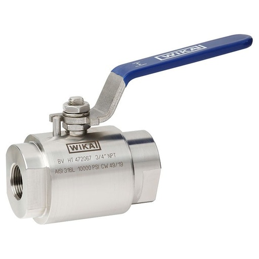 [38388408] BV Series Ball Valve, 316/316L SS, 1/4" NPTF to 1/4" NPTF, 10000 psi, 0.39 in. (10 mm) Bore