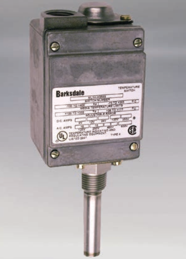 [ML1H-S203S] Barksdale Local Mount Temperature Switch, NEMA 4, SPDT Single Set Point, +75°F +200°F, 304 SS Sensor