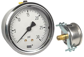 [4270836-0003] WIKA U-Clamp Panel Mount Pressure Gauge 2.5", 30 PSI