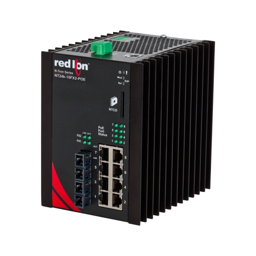 [NT24k-10FXE2-SC-15-POE] NT24k PoE Series, 10-Port, N-Tron NT24k®-10FXE2-POE Managed PoE+ Gigabit Ethernet Switch, SC 15km