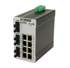 [111FXE3-ST-40] 100 Series, 11-Port, N-Tron 111FX3 Unmanaged Industrial Ethernet Switch, ST 40km