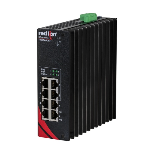 [1008TX-POE+] 1000 Series, 8-Port, N-Tron Unmanaged Gigabit 1008TX-POE+ Ethernet Switch