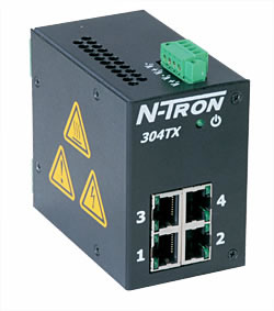 [304TX-N] 300-N Series, 4-Port, N-Tron 304TX-N Industrial Ethernet Switch with Monitoring