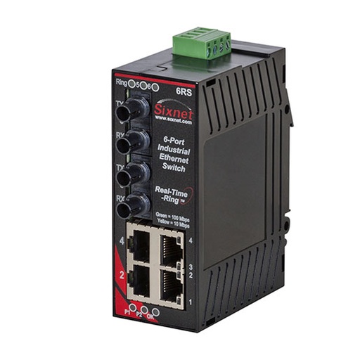 [SL-6RS-4ST-D1] SL Series, 6-Port, Sixnet SL-6RS Ethernet Ring Switch with Monitoring, ST 4km