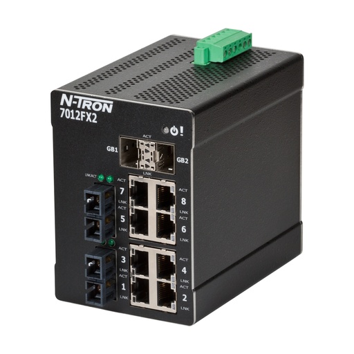 [7012FX2-SC] NT-7000 Series, 12-Port, N-Tron 7012FX2 Managed Industrial Ethernet Switch, 2 SC km