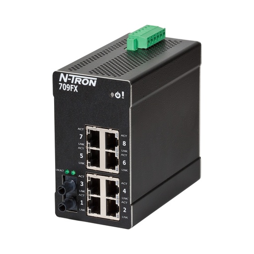 [709FX-ST] NT-700 Series, 9-Port, N-Tron 709FX Managed Industrial Ethernet Switch, ST 2km