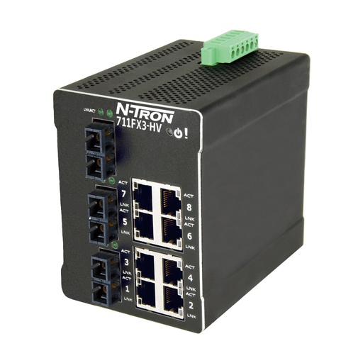 [711FX3-SC-HV] NT-700 Series, 11-Port, N-Tron 711FX3 HV Managed Industrial Ethernet Switch, SC 2km