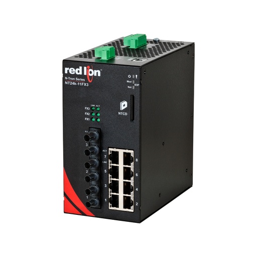 [NT24k-11FX3-ST] NT24k Series, 11-Port, N-Tron NT24k®-11FX3 Managed Gigabit Ethernet Switch, ST 2km