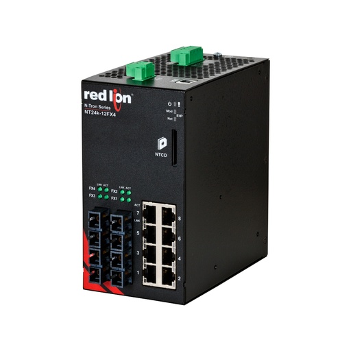 [NT24k-12FX4-SC] NT24k Series, 12-Port, N-Tron NT24k®-12FX4 Managed Gigabit Ethernet Switch, SC 2km