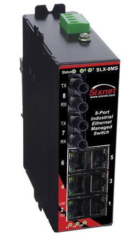 [SLX-8MS-9STL] SLX Series, 8-Port, Sixnet SLX-8MS Managed Industrial Ethernet Switch, STL 60km