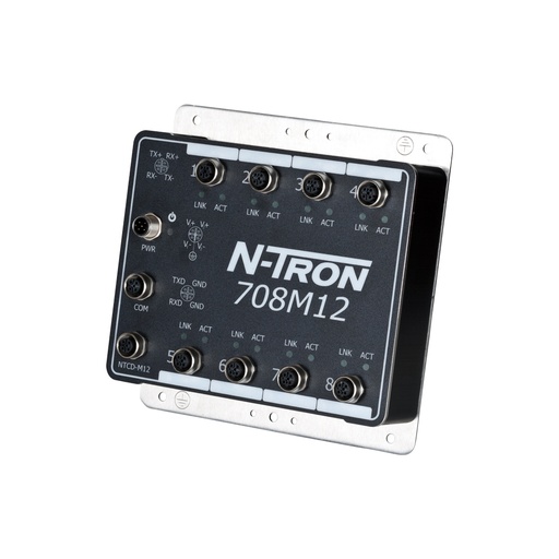 [708M12] NT-700 Series, 8-Port, N-Tron 708M12 IP67 Managed Industrial Ethernet Switch