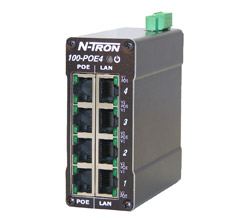 [100-POE4] 100 PoE Series, 8-Port, N-Tron 100-POE4 Industrial Midspan Power Injector