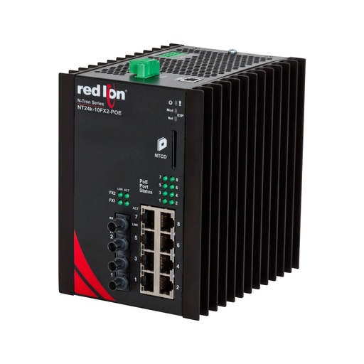 [NT24k-10FX2-ST-POE] NT24k PoE Series, 10-Port, N-Tron NT24k®-10FX2-POE Managed PoE+ Gigabit Ethernet Switch, ST 2km