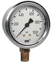 [4270142] 212.53 Series WIKA 4270142 Industrial Pressure Gauge 2.5", 1000 PSI