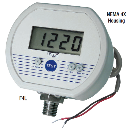 Cecomp F4L Series 2-Wire Loop Powered 4-20 mA Digital Pressure Transmitter w/NEMA 4X Housing