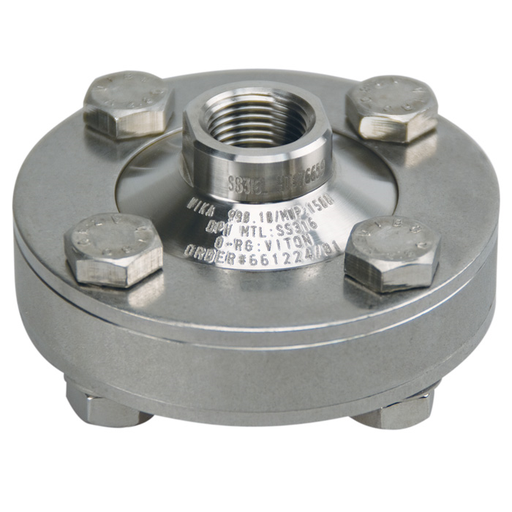 [52786610] Diaphragm Seal, 1/4" NPTF x 1" NPTF, All SS, 1/4" NPT Flushing Port, L990.10.N2FXN8F.SS.SS-2.SS.SS.VI.1500