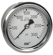 [52809872] WIKA Stainless Pressure Gauge 2.5", 3000 PSI, Liquid Filled