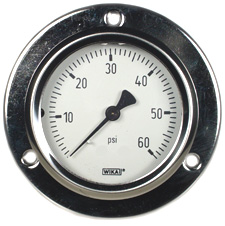 [50786300] Wika 212.53 Series Pressure Gauge, 2.5" Dial, 0-60PSI, 1/4"NPT Back Mount with SS Front Flange