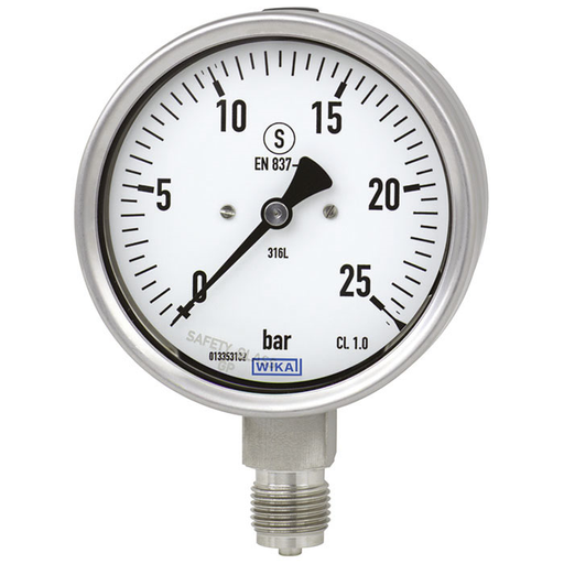 [52850514] 233.30 Series 2.5" SS Solid-Front Safety Case Pressure Gauge, 0 to 30 psi, 1/4 NPT, LM, Glycerin/Water Filled