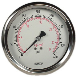 [4272677] 232.53 Series Ready to Fill Pressure Gauge, 4" Dial, 0 to 400 psi (kg/cm2), 1/4 NPT SS Lower Back Mount