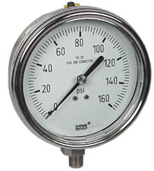 [52802624] WIKA Stainless Steel Pressure Gauge 4", 160 PSI, Liquid Filled