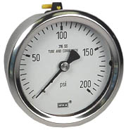 [52863325] WIKA Stainless Pressure Gauge 2.5", 200 PSI, Liquid Filled