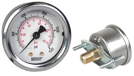 [52767556] WIKA U-Clamp Panel Mt Pressure Gauge 2", 1500 PSI/Bar