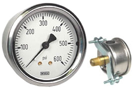 [50807625] WIKA U-Clamp Panel Mount Pressure Gauge 2.5", 600 PSI