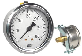 [52773098] WIKA U-Clamp Panel Mount Pressure Gauge 2.5", 300 PSI