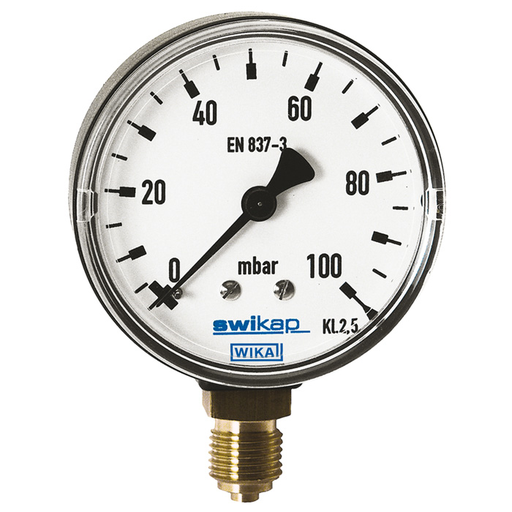 [611.13MAAAZZGBUZZ4ZZZZZ2] 611.13 Series 2" or 2.5" Dry Plastic Capsule Pressure Gauge, Brass Wetted Parts