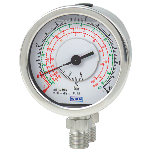 73x.18 Series 80 or 100 mm SS Differential Pressure Gauge for Refrigeration, SS Wetted Parts