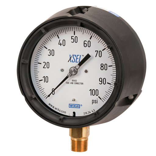 21x.34 Series 4.5" or 6" Thermoplastic XSEL® Process Gauge, Brass Wetted Parts